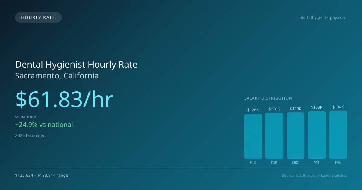 Dental Hygienist Hourly Rate in Sacramento, CA — 2026 est., based on 2025 BLS