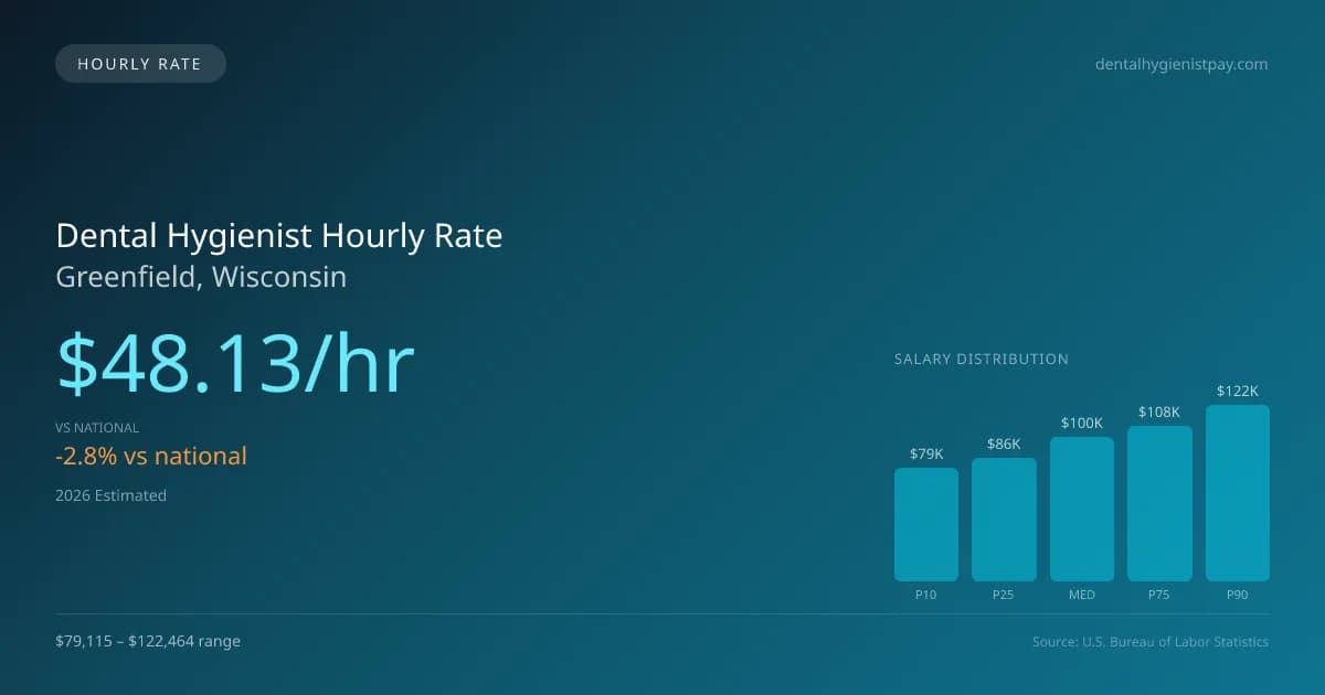 Dental Hygienist Hourly Rate in Greenfield, WI — 2026 est., based on 2025 BLS