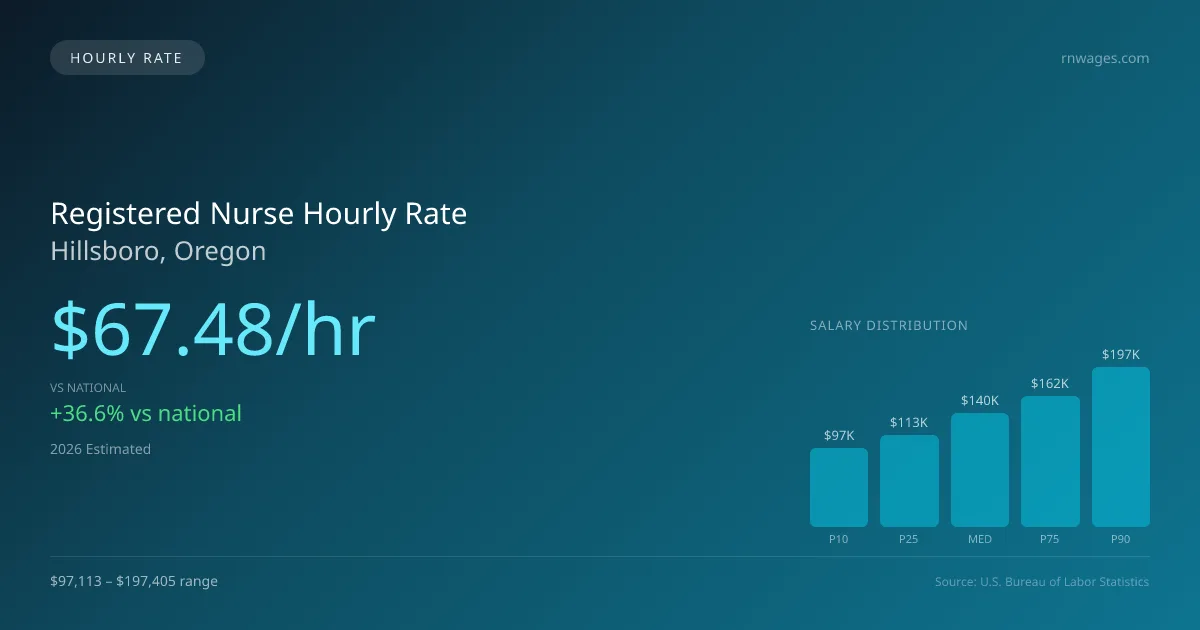 Registered Nurse Hourly Rate in Hillsboro, OR — 2026 est., based on 2025 BLS
